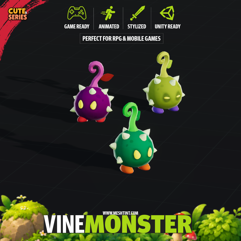 Vine Monster Mecanim Meshtint 3d model unity low poly game fantasy creature swamp enemy plant