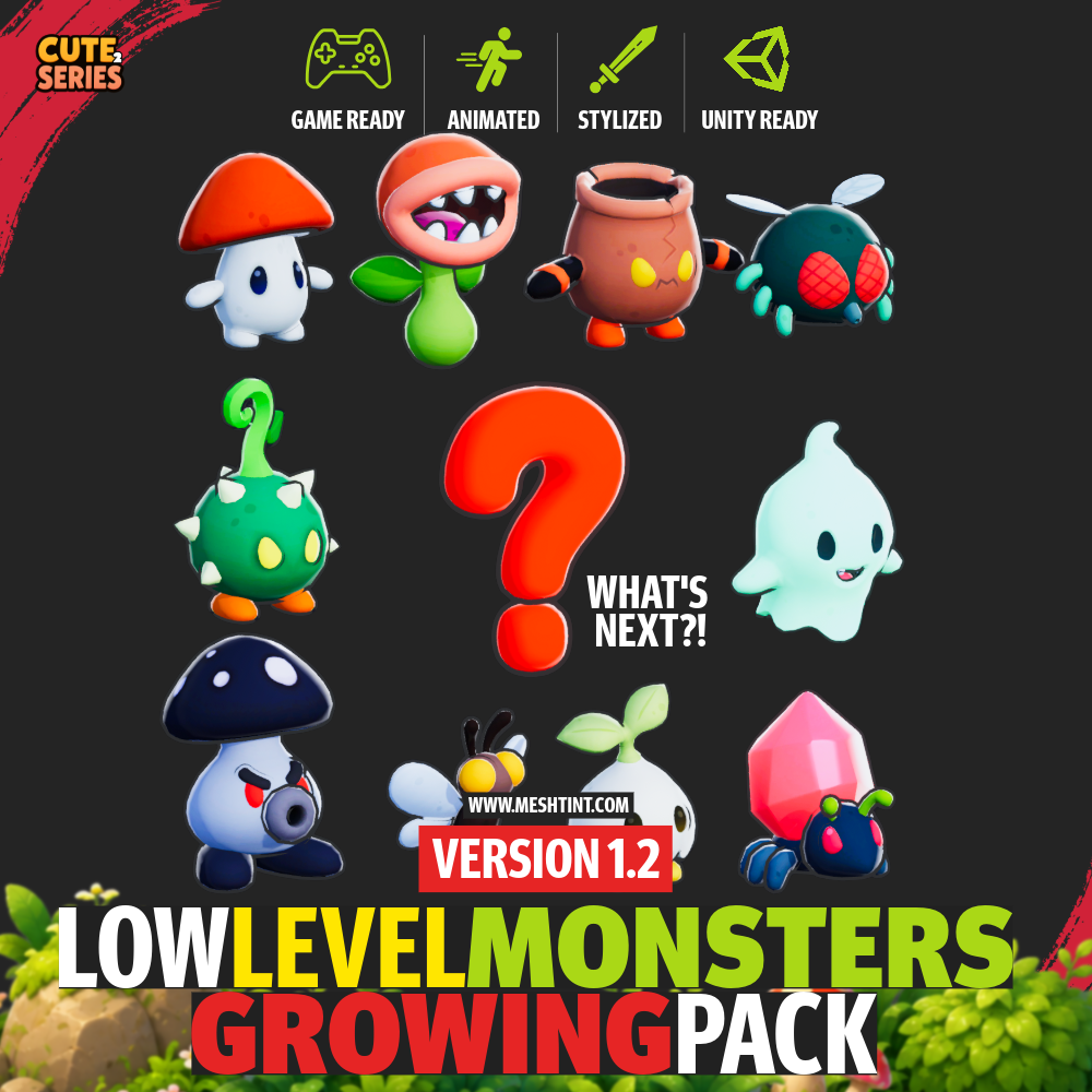 Low Level Monsters Growing Pack Meshtint 3d model unity low poly game fantasy creature insect bug