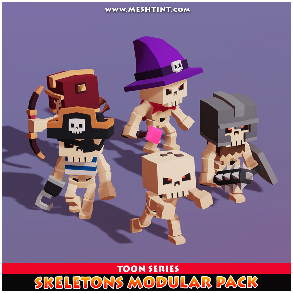 Skeletons Meshtint 3d model modular character unity low poly game fantasy halloween pirate