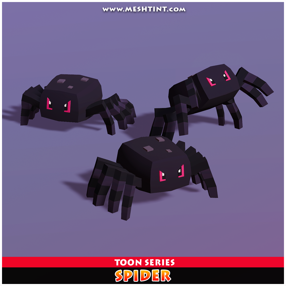 Spider Toon Meshtint 3d model unity low poly game fantasy creature monster evolution Pokemon 