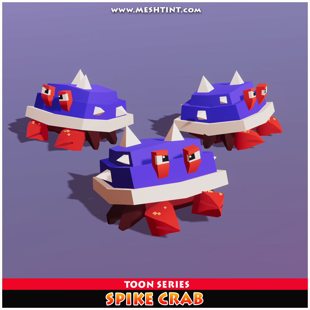 Spike Crab Toon Meshtint 3d model unity low poly game fantasy animal evolution Pokemon sea shell