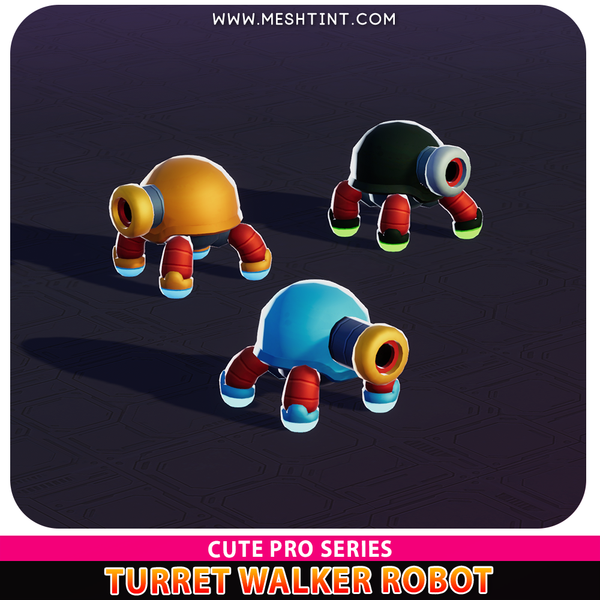 Turret Walker Robot Cute Meshtint 3d model unity low poly game sci fi science fiction evolution 