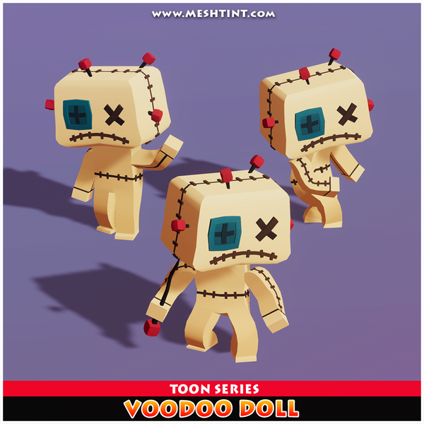 Voodoo Doll Toon Humanoid Mecanim Meshtint 3d model character unity low poly game Halloween witch