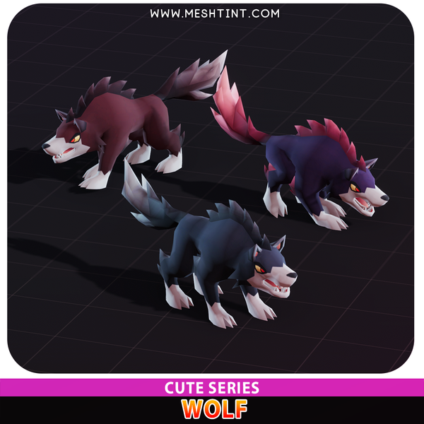 Wolf Cute husky dog Meshtint 3d model unity low poly game fantasy creature monster