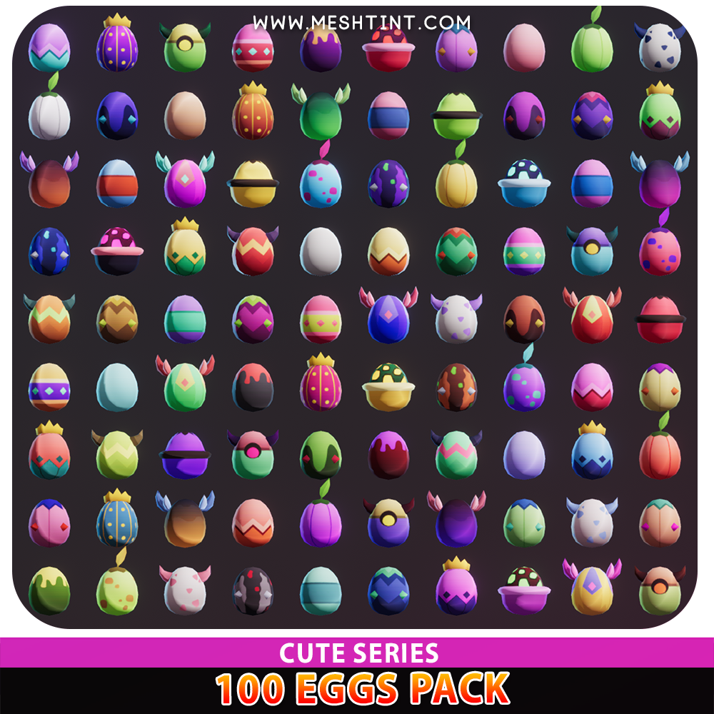 100 Eggs Cute Meshtint 3d model unity low poly game fantasy creature monster evolution Pokemon