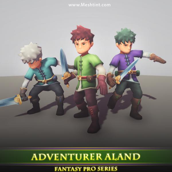 Adventurer Aland 1.5 Mesh Tint Shop3DSA Unity3D Game Low Poly Download 3D Model