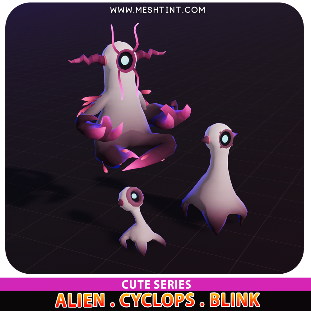 Alien Cyclops Blink Evolution Cute Meshtint 3d model unity low poly game sci fi science fiction 