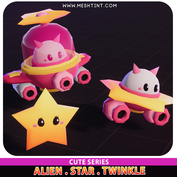 Alien Star Twinkle Cute Meshtint 3d model unity low poly game sci fi science fiction evolution cat