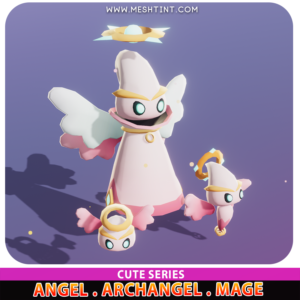 Angel Archangel Mage Evolution Cute Meshtint 3d model unity low poly game fantasy creature evolution