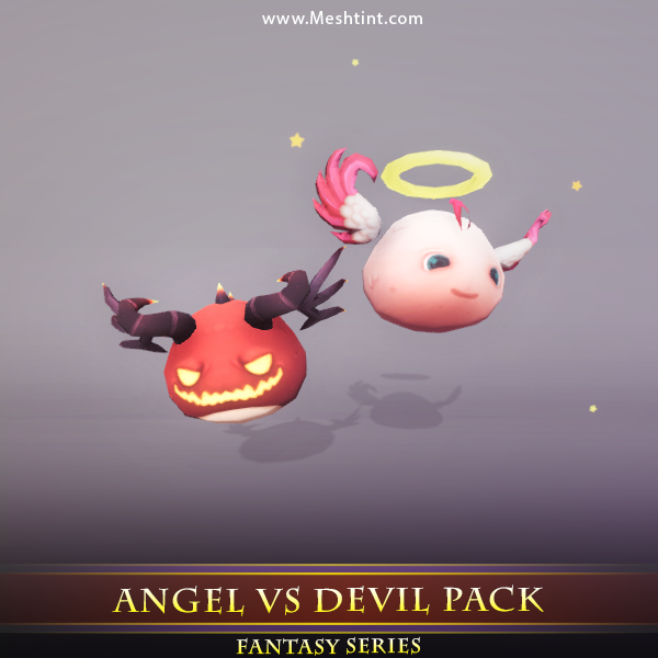 Angel VS Devil Pack Mesh Tint Shop3DSA Unity3D Game Low Poly Download 3D Model