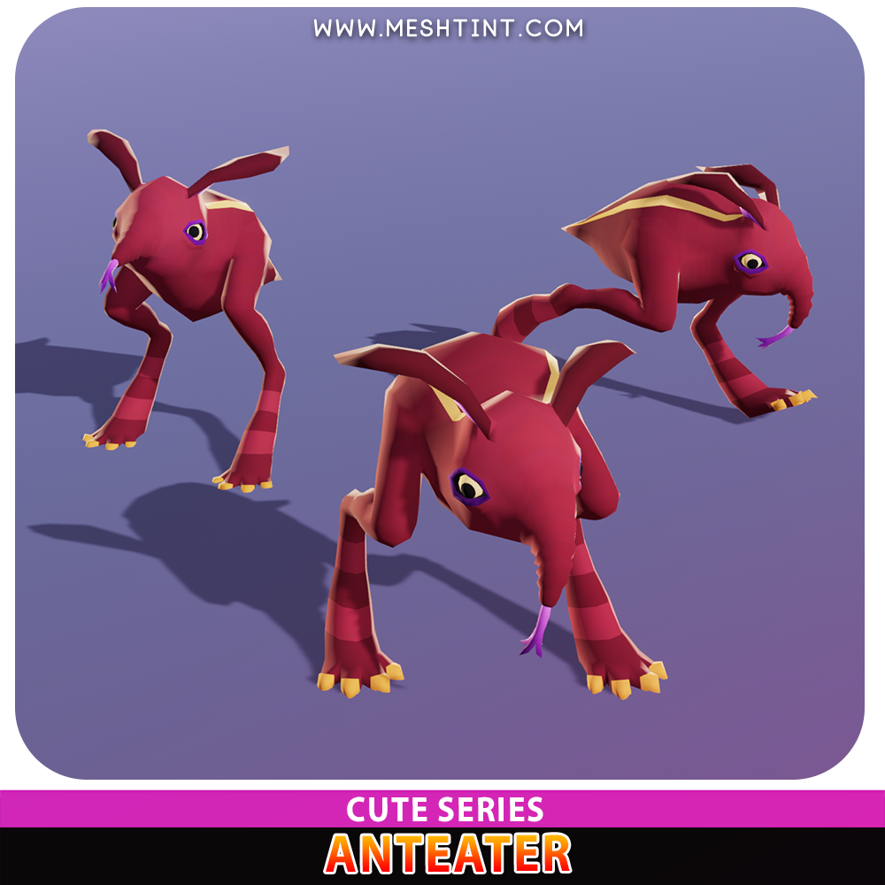 Meshtint 3d model modular character unity low poly game fantasy creature monster NFT Anteater