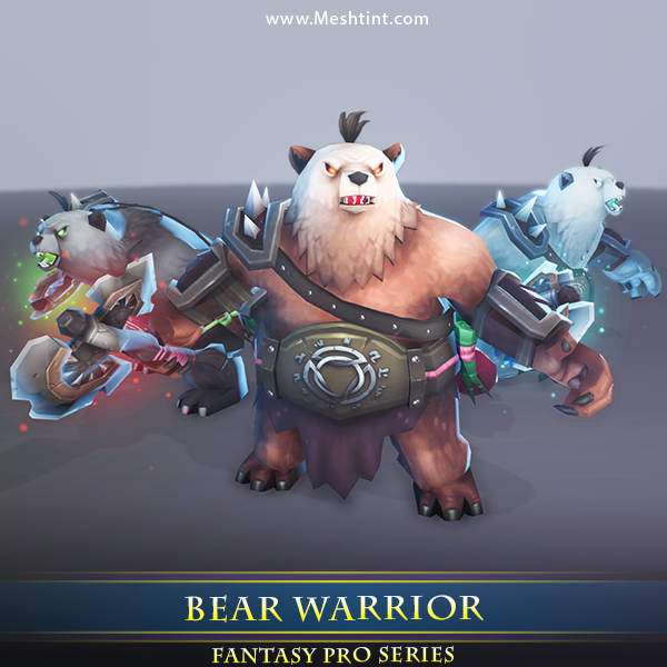 Bear Warrior 1.1 Mesh Tint Shop3DSA Unity3D Game Low Poly Download 3D Model