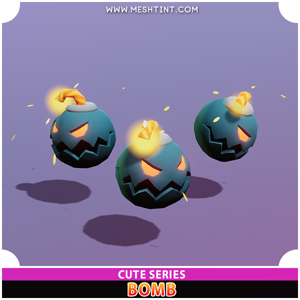 Cute Bomb Meshtint 3d model unity low poly game fantasy creature monster bomberman explode