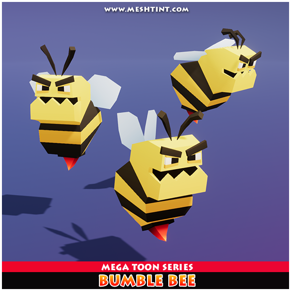 Bumble Bee Toon Meshtint 3d model unity low poly game fantasy creature monster evolution evolve farm