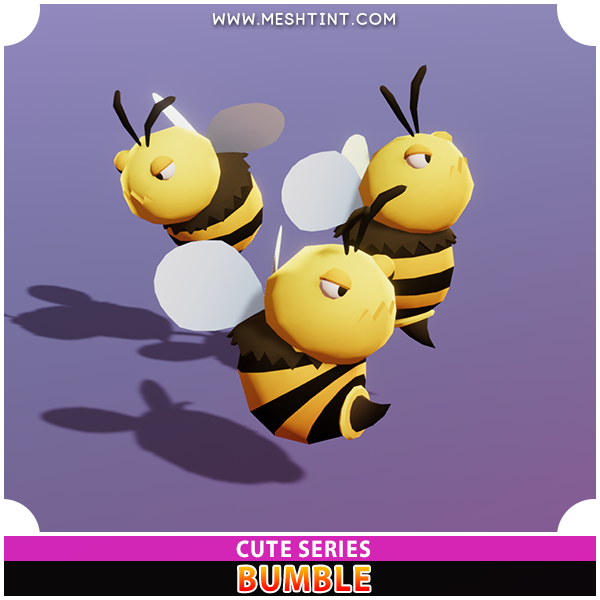 Bumble Bee Cute Series Mesh Tint Shop3DSA Unity3D Game Low Poly Download 3D Model
