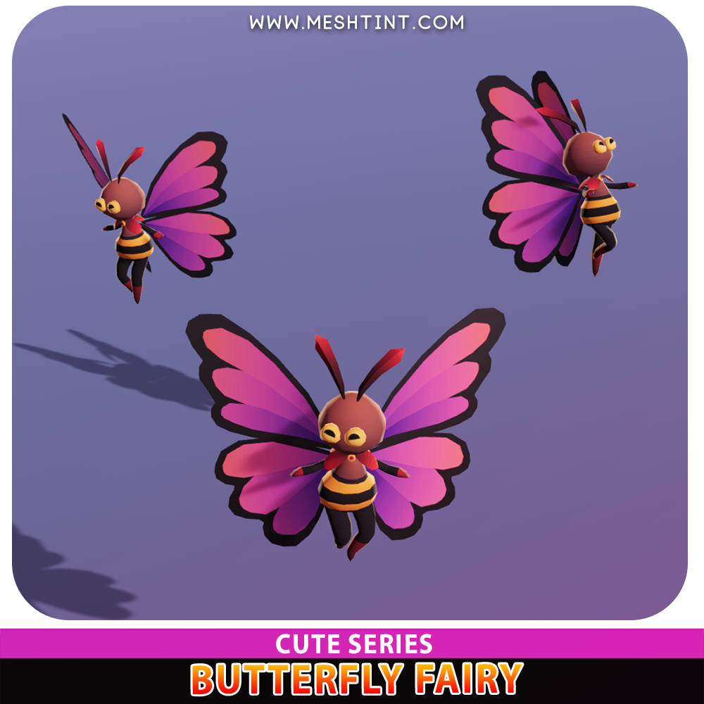 Butterfly Fairy Cute Meshtint 3d model unity low poly game fantasy nymph pixie pokemon insect