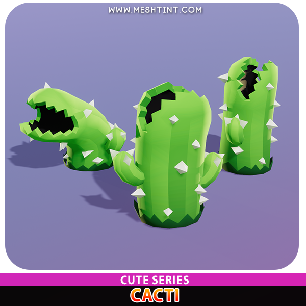 Cacti Cactus Cute Meshtint 3d model unity low poly game fantasy creature monster evolution evolve