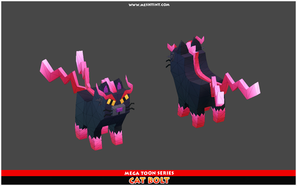 Cat Bolt Mega Toon Meshtint 3d model unity low poly game fantasy pet dog evolution evolve Pokemon