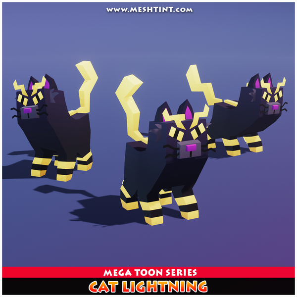 Cat Lightning Mega Toon Meshtint 3d model unity low poly pet monster evolution evolve Pokemon