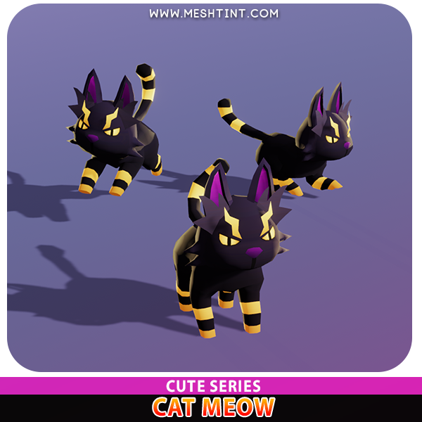 Cat Meow Cute Meshtint 3d model unity low poly game fantasy creature monster evolution evolve