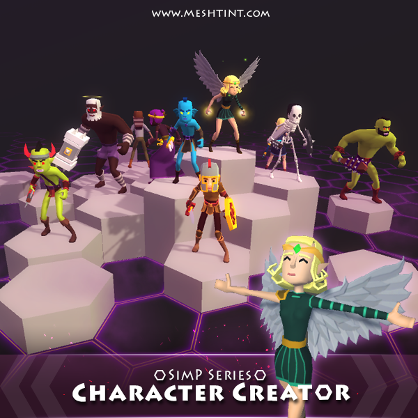 Character Creator SimP Series 1.5.1 Mesh Tint Shop3DSA Unity3D Game Low Poly Download 3D Model