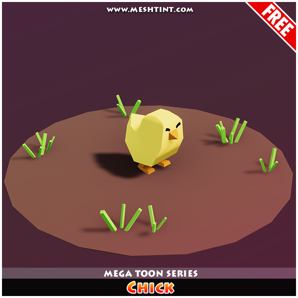Meshtint Free Chick Mega Toon Series Mesh Tint Shop3DSA Unity3D Game Low Poly Download 3D Model