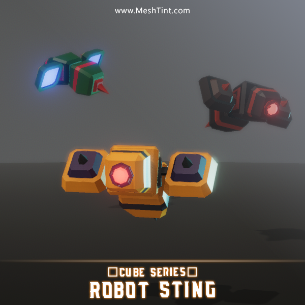 CUBE - Robot Sting Mesh Tint Shop3DSA Unity3D Game Low Poly Download 3D Model