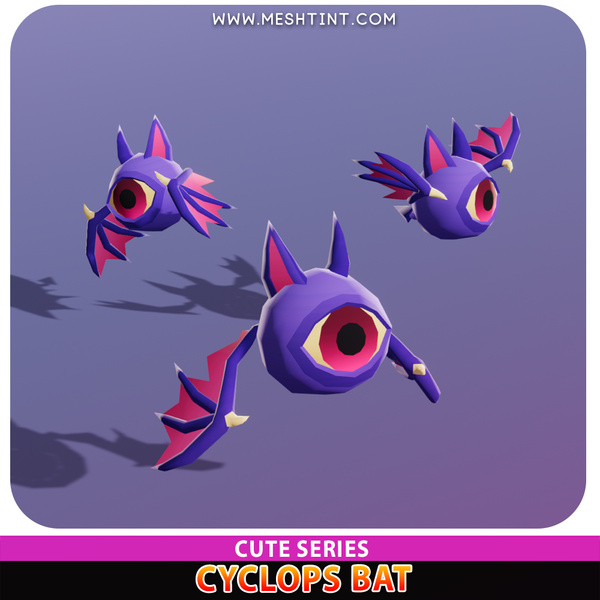 Cyclops Bat Cute Meshtint 3d model modular character unity low poly game fantasy creature monster 
