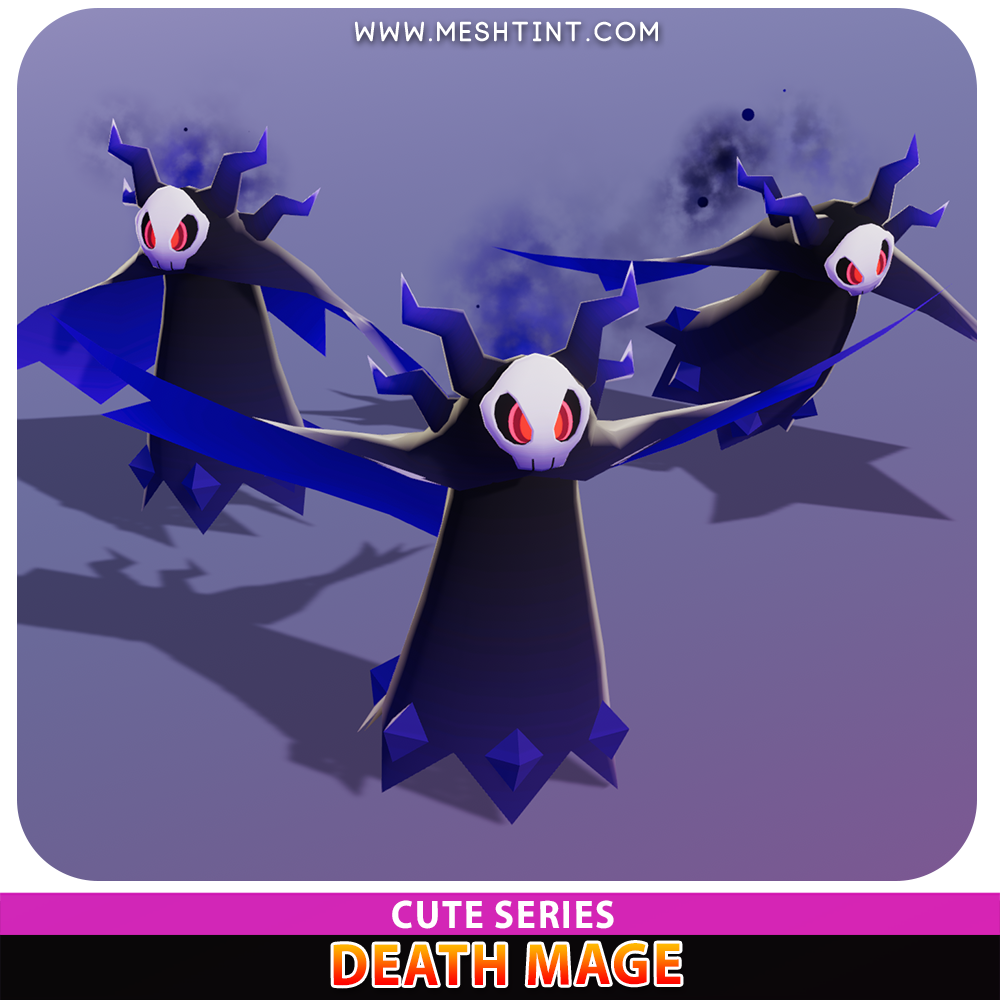 Death Mage Cute ghost Meshtint 3d model unity low poly game fantasy creature monster evolution 