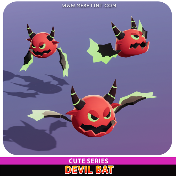 Devil Bat Cute Meshtint 3d model unity low poly game fantasy creature monster evolution Pokemon 