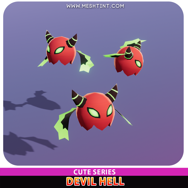 Devil Hell Cute demon hades Meshtint 3d model unity low poly game fantasy monster evolution Pokemon