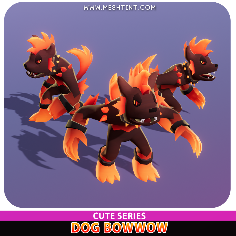 Dog Bowwow Cute Meshtint 3d model unity low poly game fantasy creature monster evolution Pokemon
