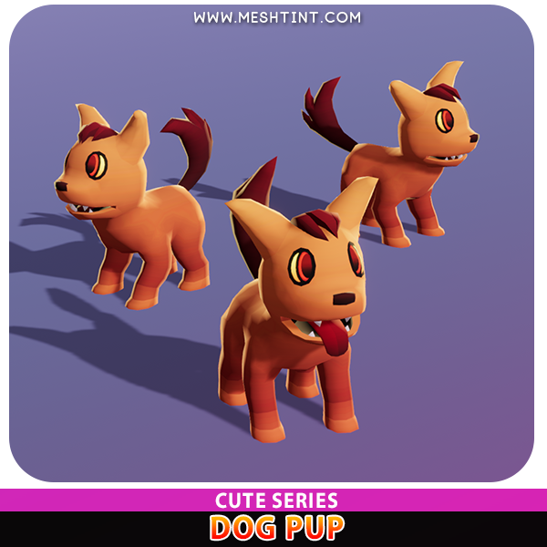 Dog Pup Cute Meshtint 3d model unity low poly game fantasy creature monster evolution evolve Pokemon