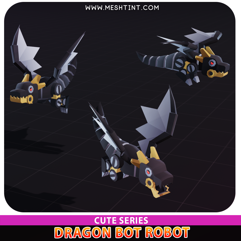 Dragon Bot Robot Cute Meshtint 3d model unity low poly game sci fi science fiction evolution