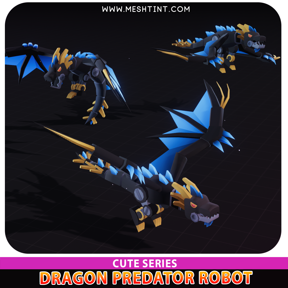 Dragon Predator Robot Cute Meshtint 3d model unity low poly game sci fi science fiction evolution 
