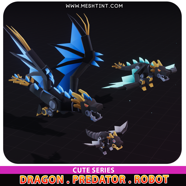 Dragon Predator Robot Cute Meshtint 3d model unity low poly game sci fi science fiction evolution 