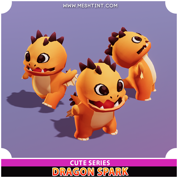 Dragon Spark Cute baby Meshtint 3d model unity low poly game fantasy creature monster