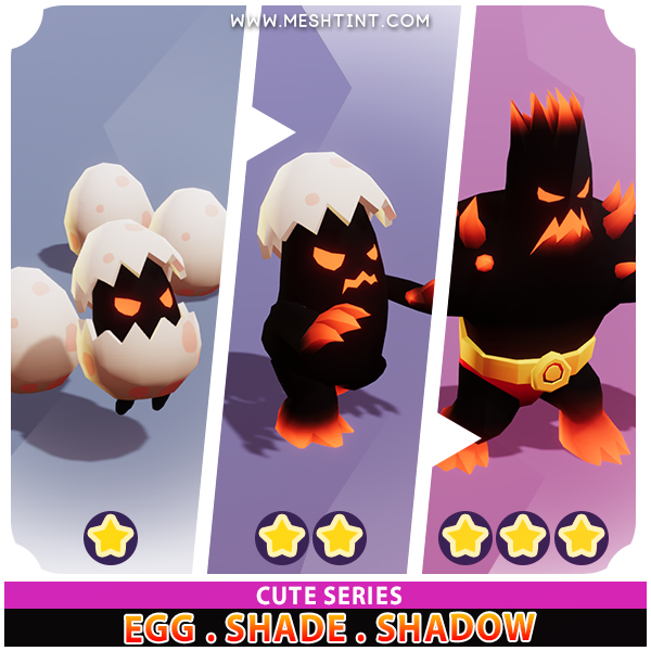 Egg Shade Shadow Evolution Pack Cute series Mesh Tint Shop3DSA Unity3D Game Low Poly Download 3D Model