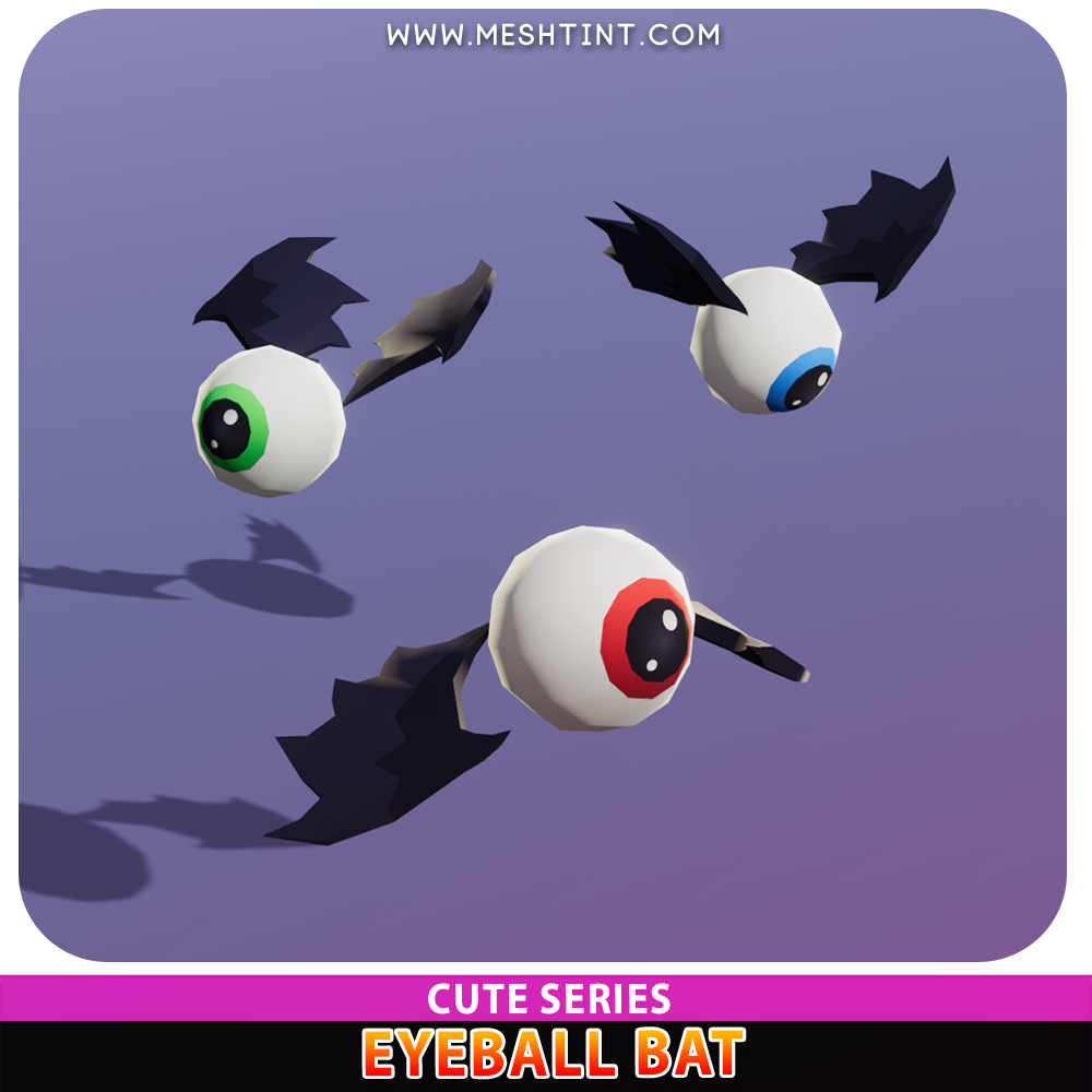 Eyeball Bat Cute cyclops Meshtint 3d model modular character unity low poly game fantasy monster