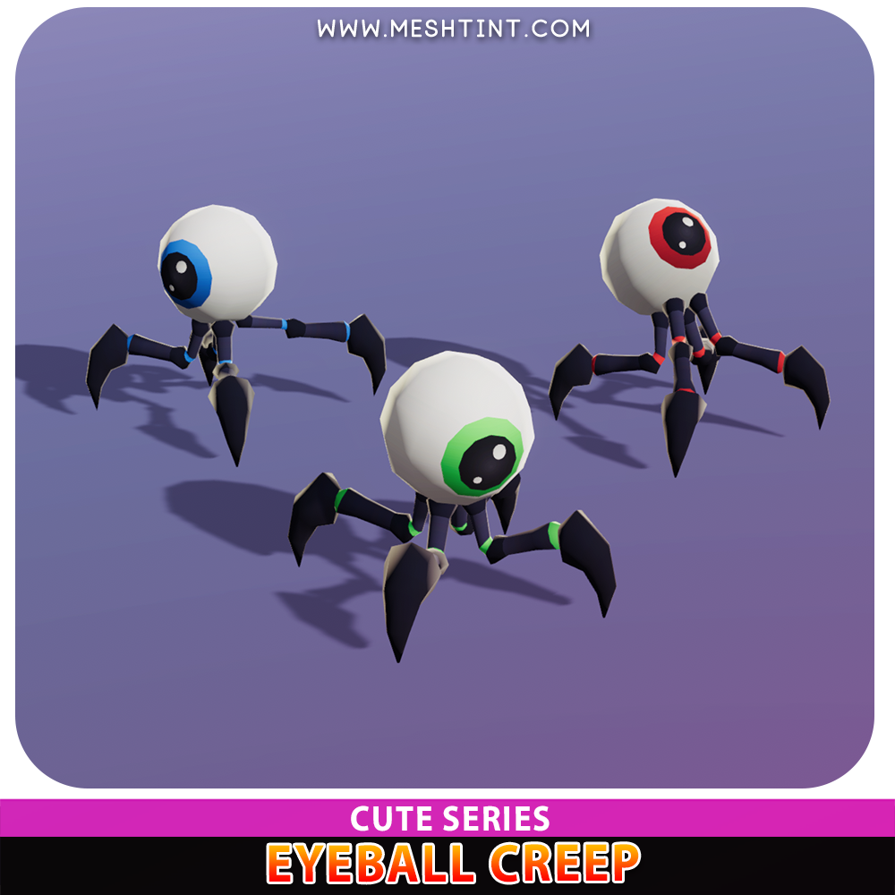 Eyeball Creep Cute Meshtint 3d model unity low poly game fantasy creature monster evolution Pokemon 