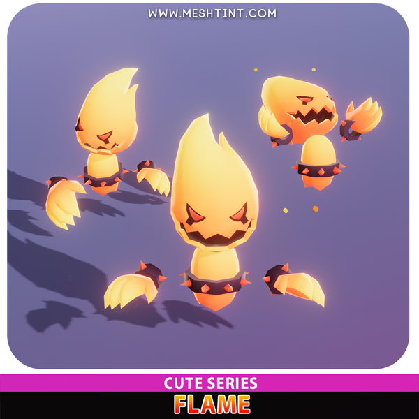 Flame Cute fire Meshtint 3d model unity low poly game fantasy creature monster evolution Pokemon