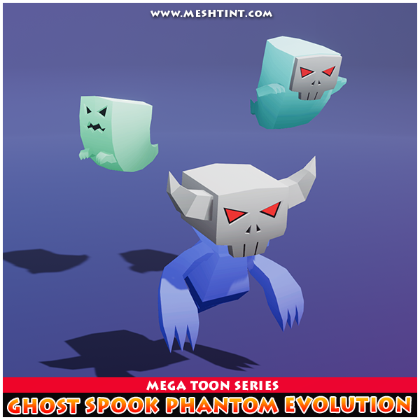 Ghost Spook Phantom Meshtint 3d model unity low poly game fantasy creature monster evolution evolve