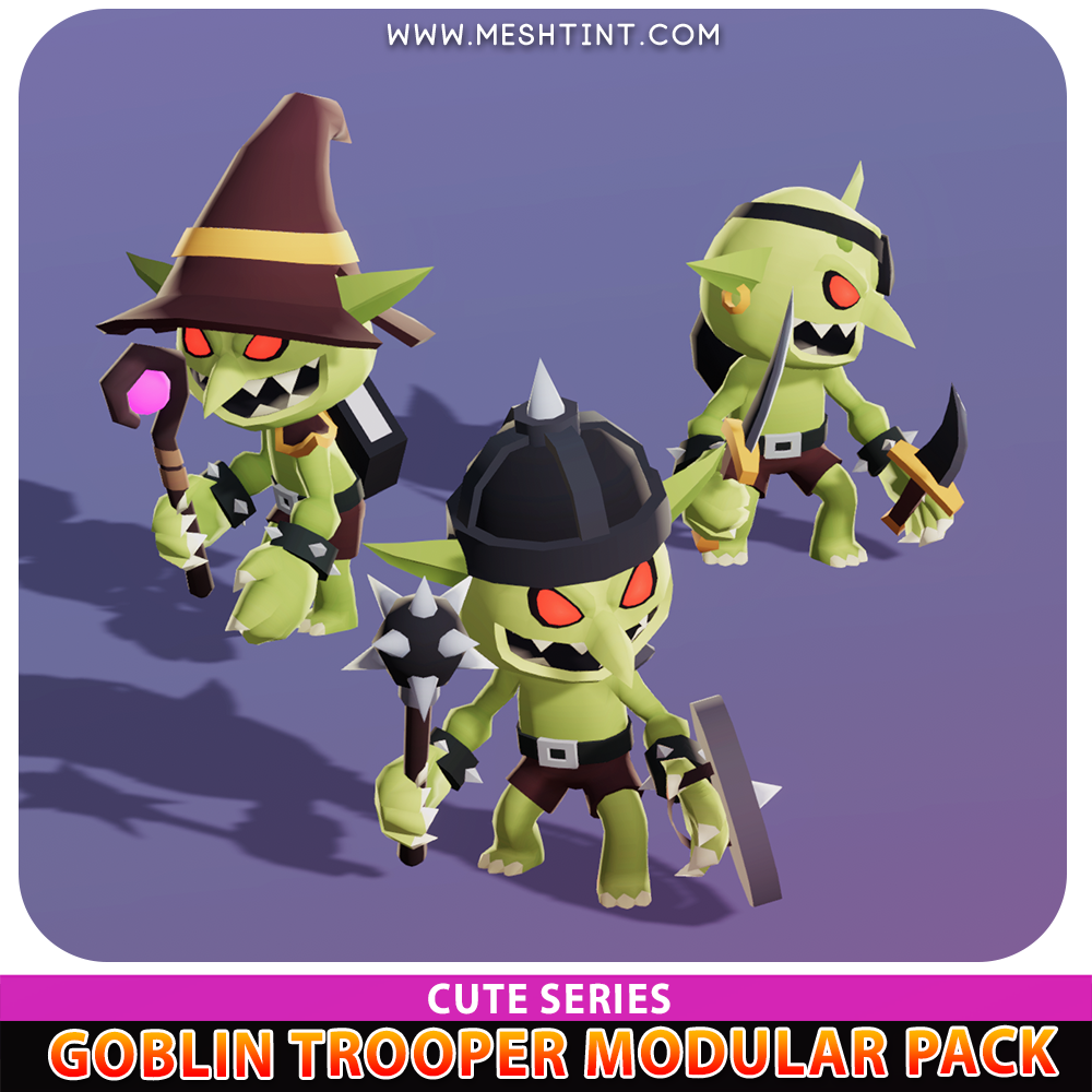 Goblin Trooper Modular Cute Meshtint 3d model character unity low poly game fantasy monster orc