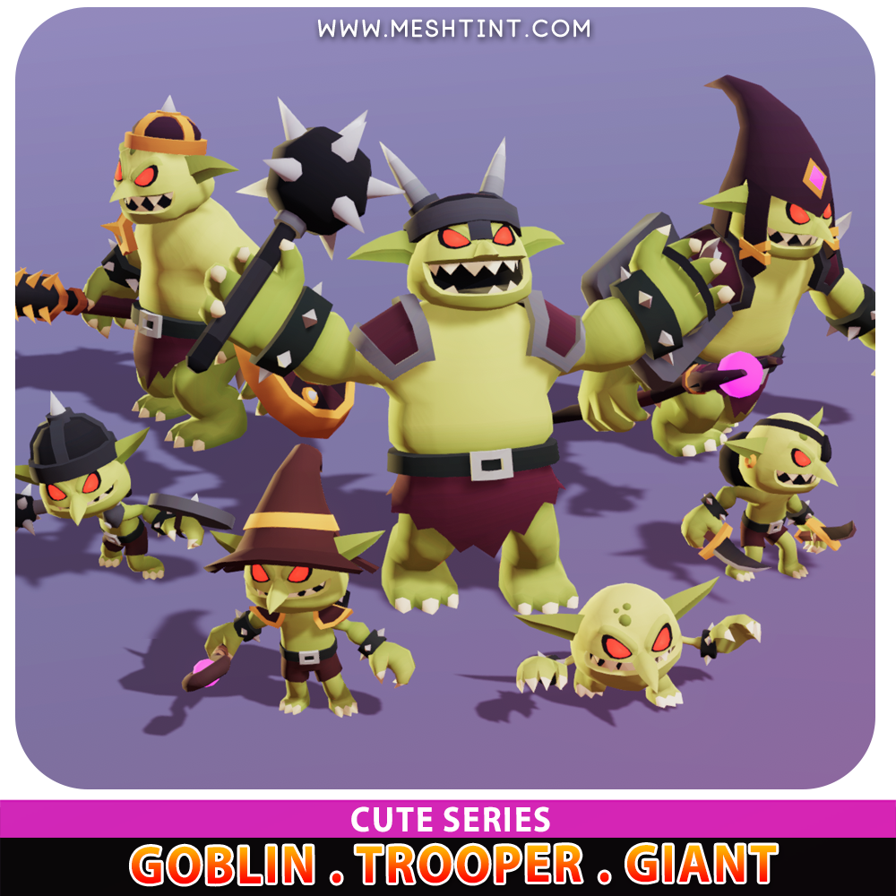 Goblin Trooper Giant Meshtint 3d model modular character unity low poly game fantasy creature