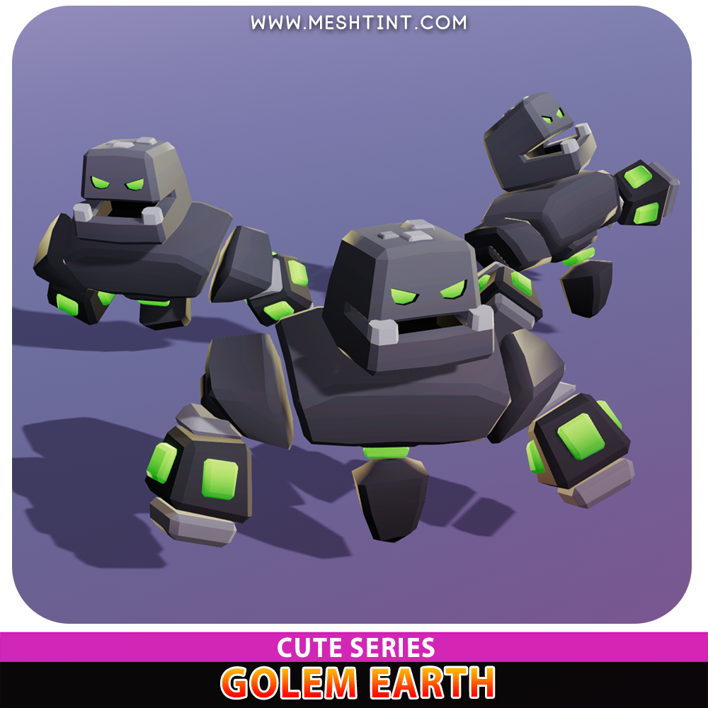 Golem Earth Cute Meshtint 3d model unity low poly game fantasy creature monster evolution evolve