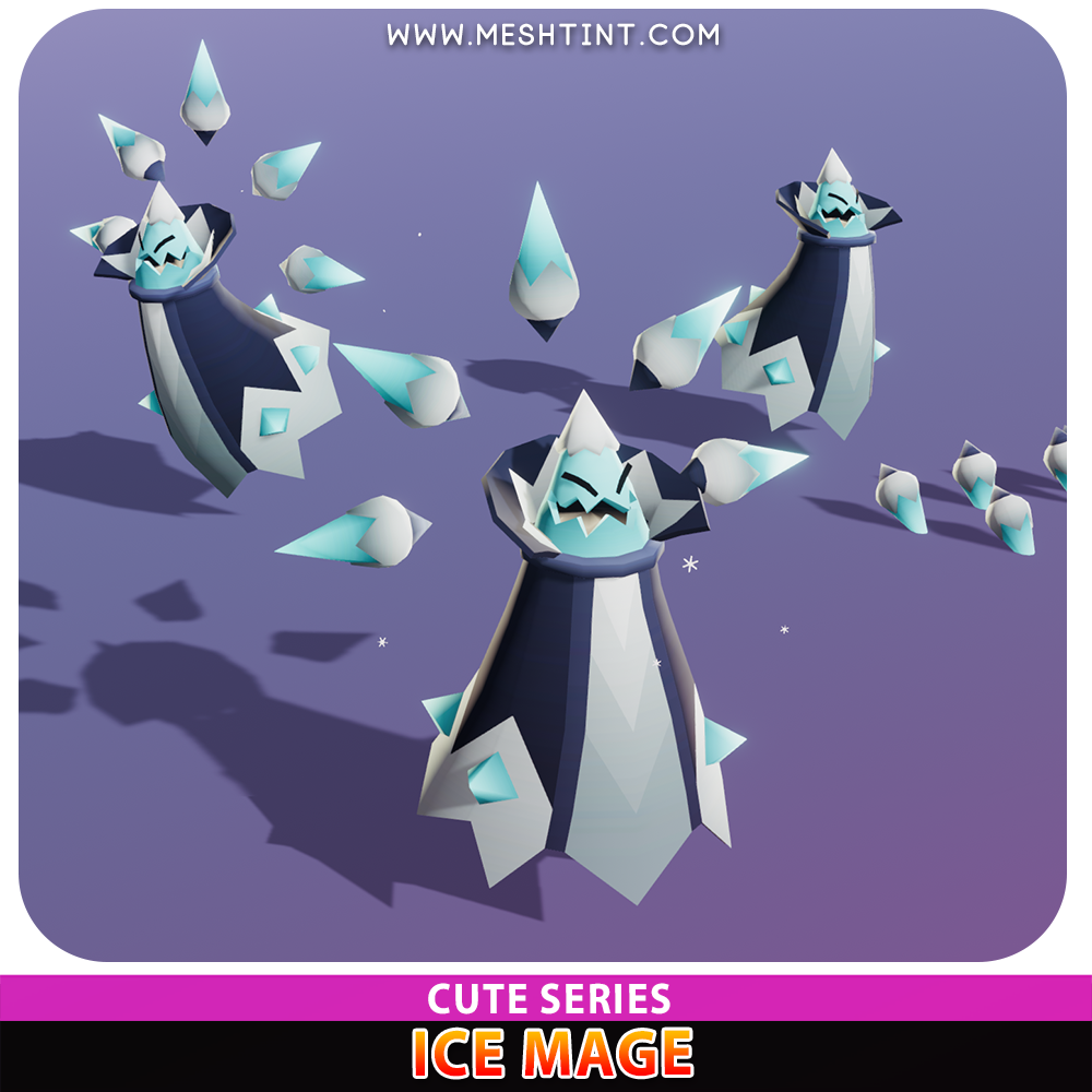 Ice Mage Cute Meshtint 3d model unity low poly game fantasy creature monster evolution Pokemon