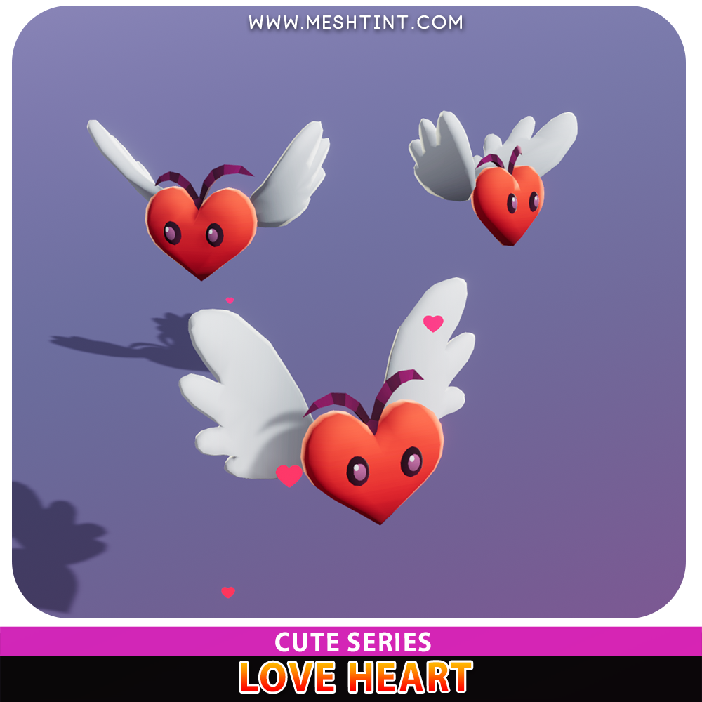 Love Heart Cute Meshtint 3d model unity low poly game fantasy creature monster evolution Pokemon 