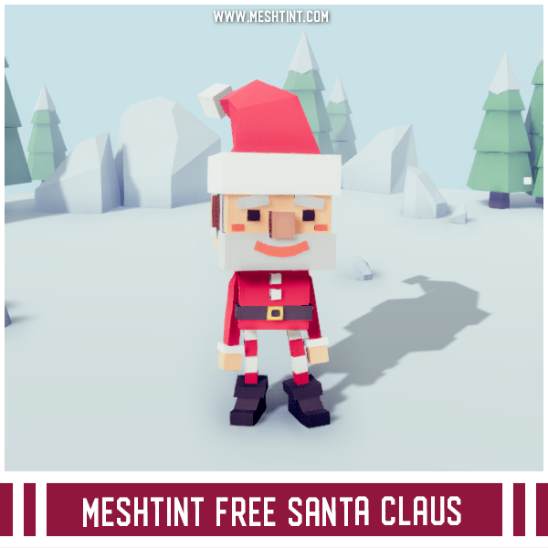 Meshtint Free Santa Claus Mesh Tint Shop3DSA Unity3D Game Low Poly Download 3D Model