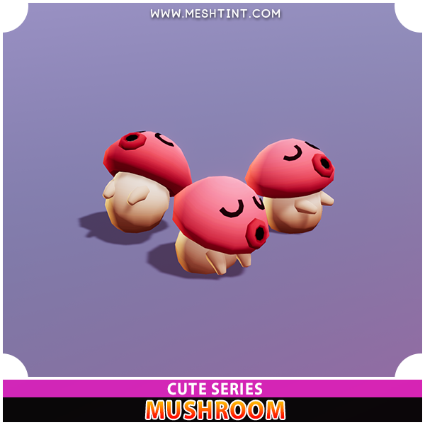 Mushroom Cute Series Mesh Tint Shop3DSA Unity3D Game Low Poly Download 3D Model