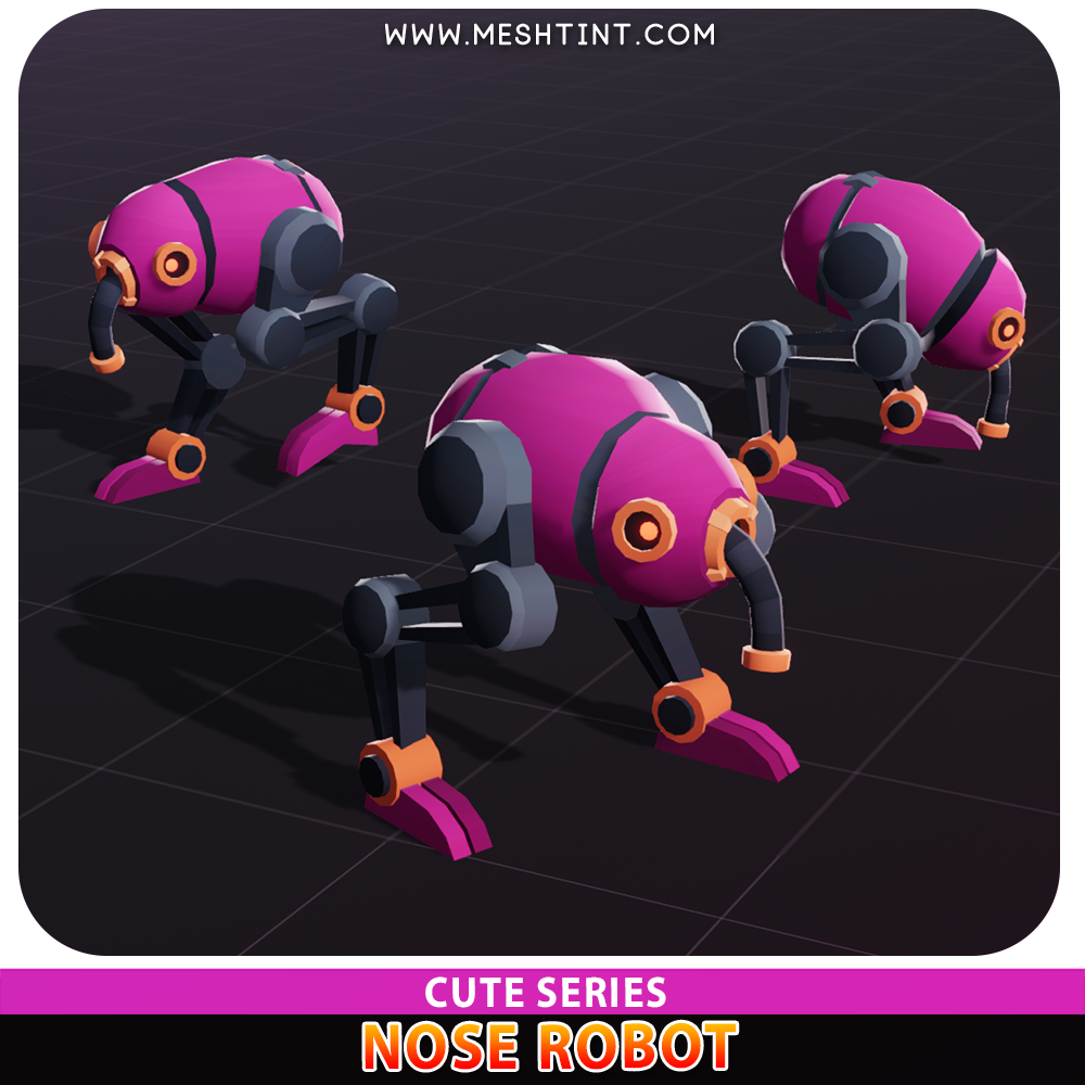 Nose Robot Cute Meshtint 3d model unity low poly game sci fi science fiction evolution snout